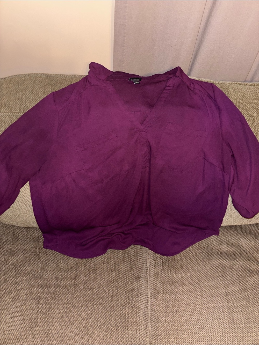 torrid Plum V-Neck Harper Long Sleeve Blouse
